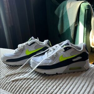 Nike Kids Shoes White and Neon Green